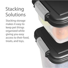 IRIS USA Dog Food Storage Container, 30 lbs & 11 lbs Combo, Cat Food Storage Container, Dog Treat Container, Airtight, Stackable, 2-Cup Scoop, Wheels, Easy Mobility, Black