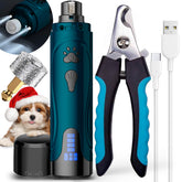 Dog Nail Grinder, Dog Nail Trimmers and Clippers Kit, Super Quiet Electric Pet Nail Grinder, Rechargeable, for Small Large Dogs & Cats Toenail & Claw Grooming,3 Speeds (A-Dark Blue)
