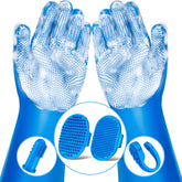 Augwind 6PCS Pet Grooming Kit | Dog Washing Gloves | Dog Bath Brush | Dog Bath Gloves | Dog Shampoo Brush | Pet Grooming Gloves | Cat Bathing Supplies | Dog Bath Supplies (Navy Blue)