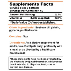Vitamin A 3000mcg Capsules for Vision & Immunity
