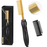 2-in-1 Hot Comb & Hair Straightener - Fast Heating & Wet/Dry Use