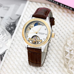 automatic mechanical waterproof leather watch