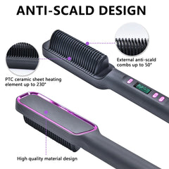 Anti-Scald Ionic Hair Straightener Brush