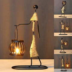 Abstract Metal Candlestick Sculpture