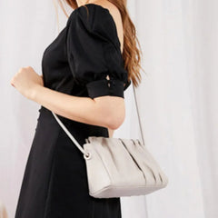 Genuine Leather Pleated Cloud Bag