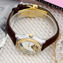automatic mechanical waterproof leather watch