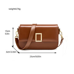 Square Buckle Leather Shoulder Bag