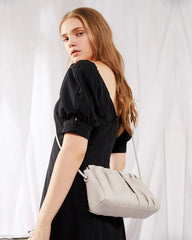 Genuine Leather Pleated Cloud Bag