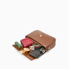 Square Buckle Leather Shoulder Bag