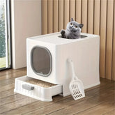 Leak-Proof Enclosed Cat Litter Box with Drawer