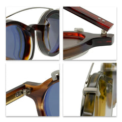Round Acetate Polarized Clip Sun Glasses