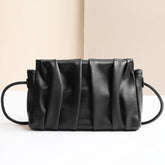Genuine Leather Pleated Cloud Bag