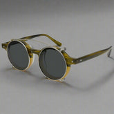 Round Acetate Polarized Clip Sun Glasses