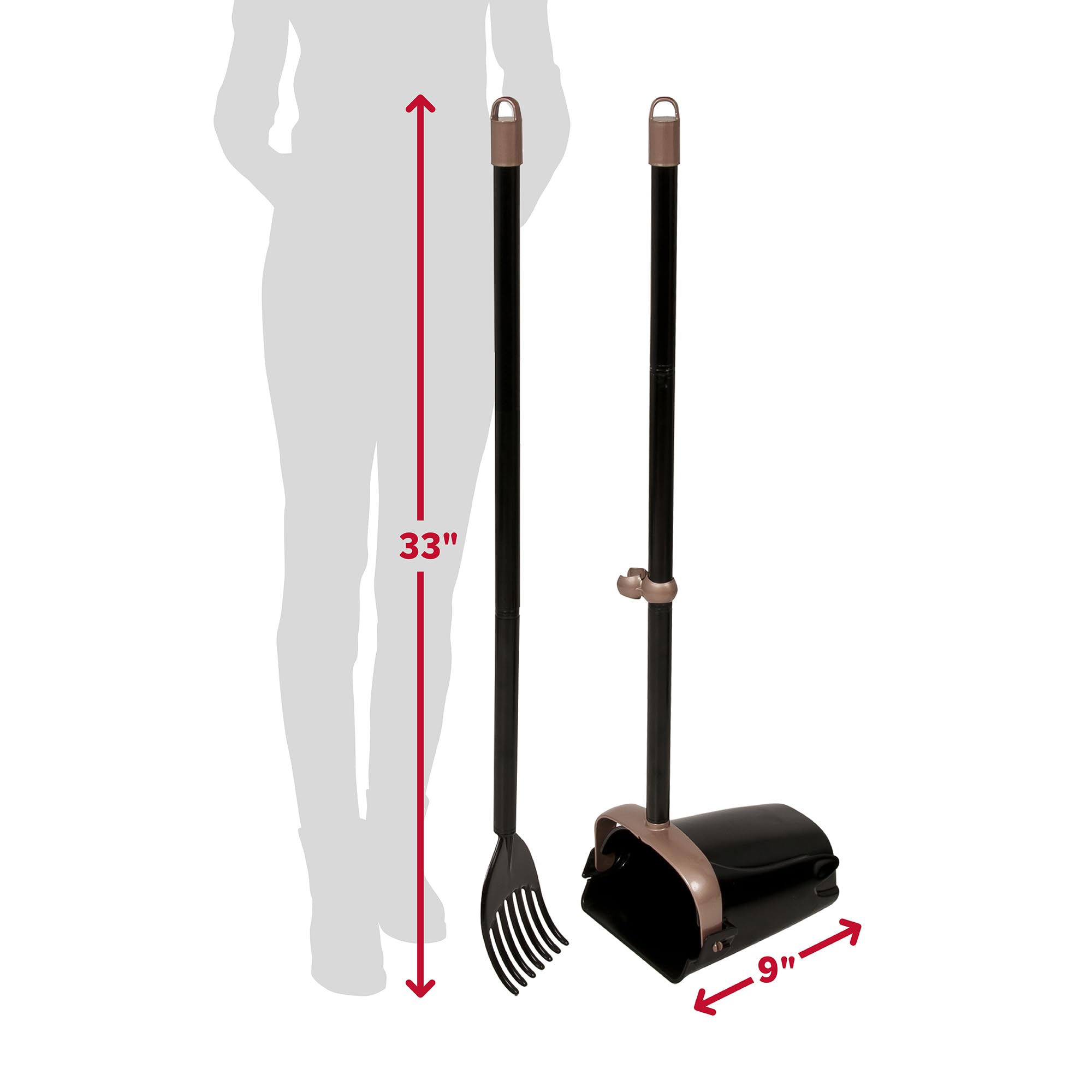 Arm & Hammer Dog Pooper Scooper Swivel Bin & Rake, Poop Scoop for Dogs, Black (2 Heavy Duty Scented Waste Bags Included)