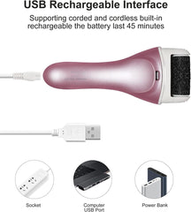 Electric Feet Callus Removers Rechargeable,Portable Electronic Foot File Pedicure Tools, Electric Callus Remover Kit,Professional Pedi Feet Care Perfect for Dead,Hard Cracked Dry Skin（Pink）