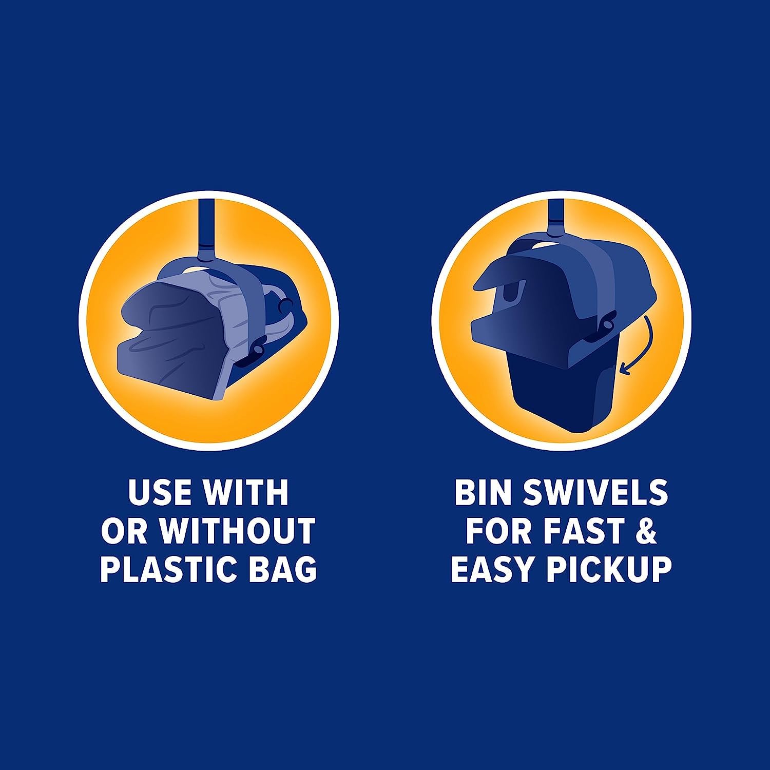 Arm & Hammer Dog Pooper Scooper Swivel Bin & Rake, Poop Scoop for Dogs, Black (2 Heavy Duty Scented Waste Bags Included)