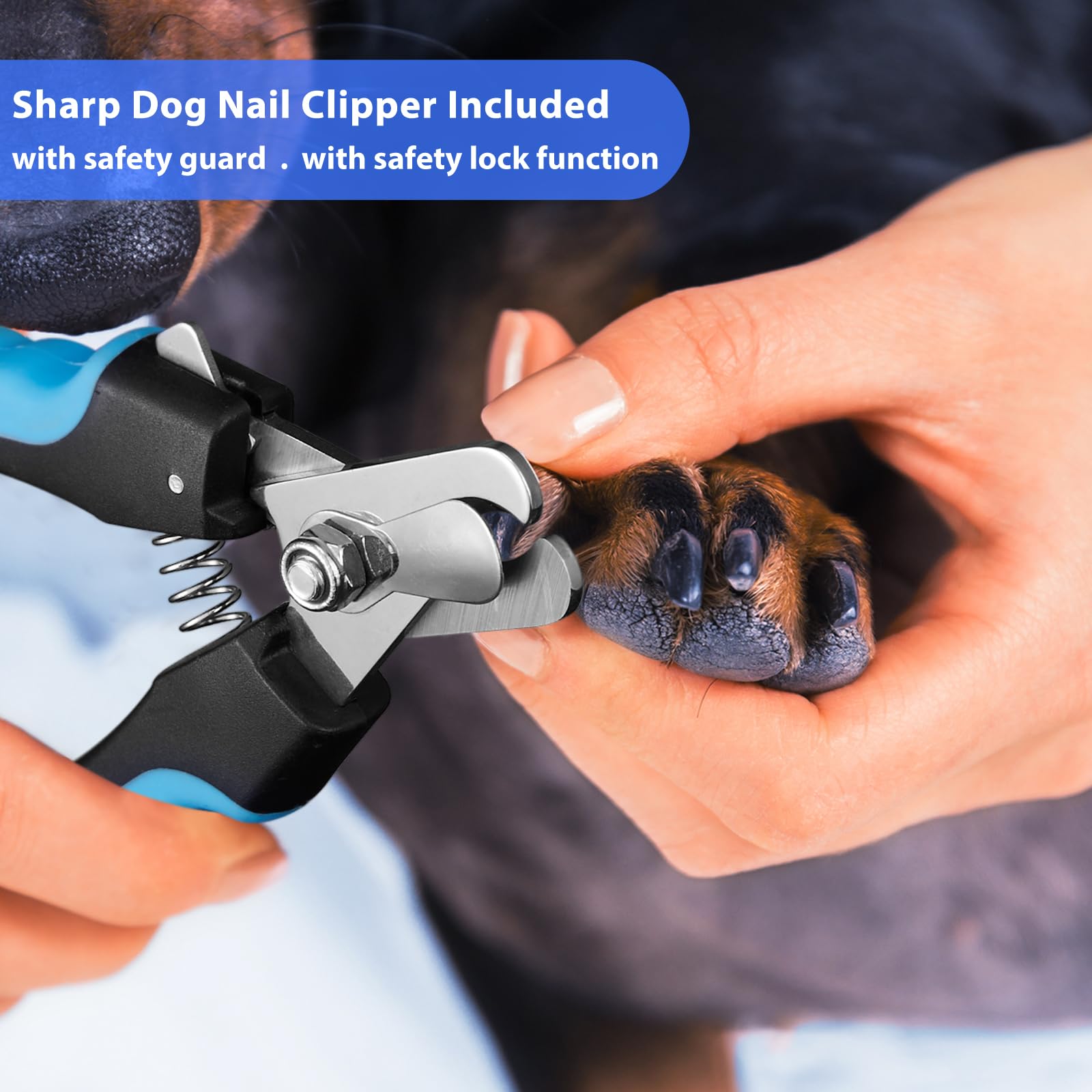 Dog Nail Grinder, Dog Nail Trimmers and Clippers Kit, Super Quiet Electric Pet Nail Grinder, Rechargeable, for Small Large Dogs & Cats Toenail & Claw Grooming,3 Speeds (A-Dark Blue)