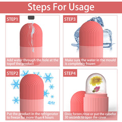 XHJRI Ice Cube Roller Massager for Face, Eyes and Neck Naturally Conditioning and Skin Care,De-Puff Eye Bags,Reduce Migraine Pain,Reusable Massage Silicone Ice Mold (Pink)