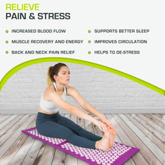ProsourceFit Acupressure Mat and Pillow Set for Back/Neck Pain Relief and Muscle Relaxation, Purple