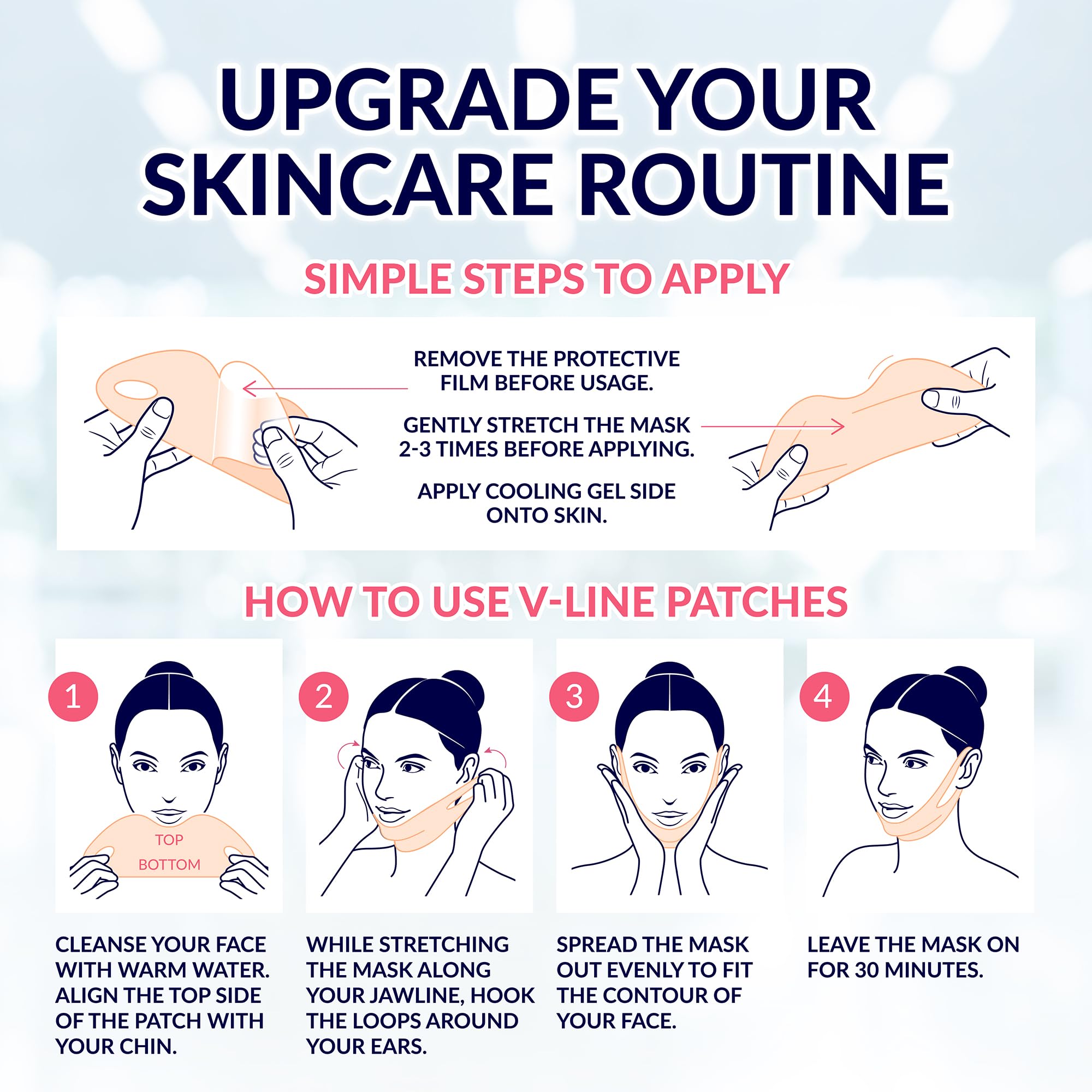 Stylia V-Line Lifting Collagen Face Mask with Hyaluronic Acid & Aloe Vera - Spa Quality Chin Strap - Jawline Shaper Collagen Mask - Face Masks Skincare - Chin Strap for Sleeping - 10PC