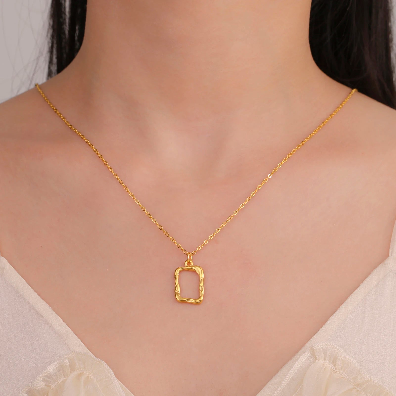 Geometric Rectangle Pendant Necklace