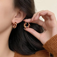 Vintage Enamel Hoop Earrings
