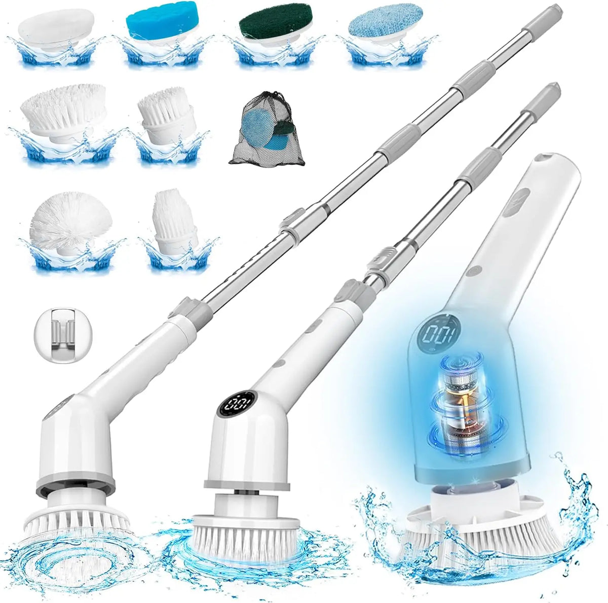 Cordless Electric Spin Scrubber with 9 Brush Heads