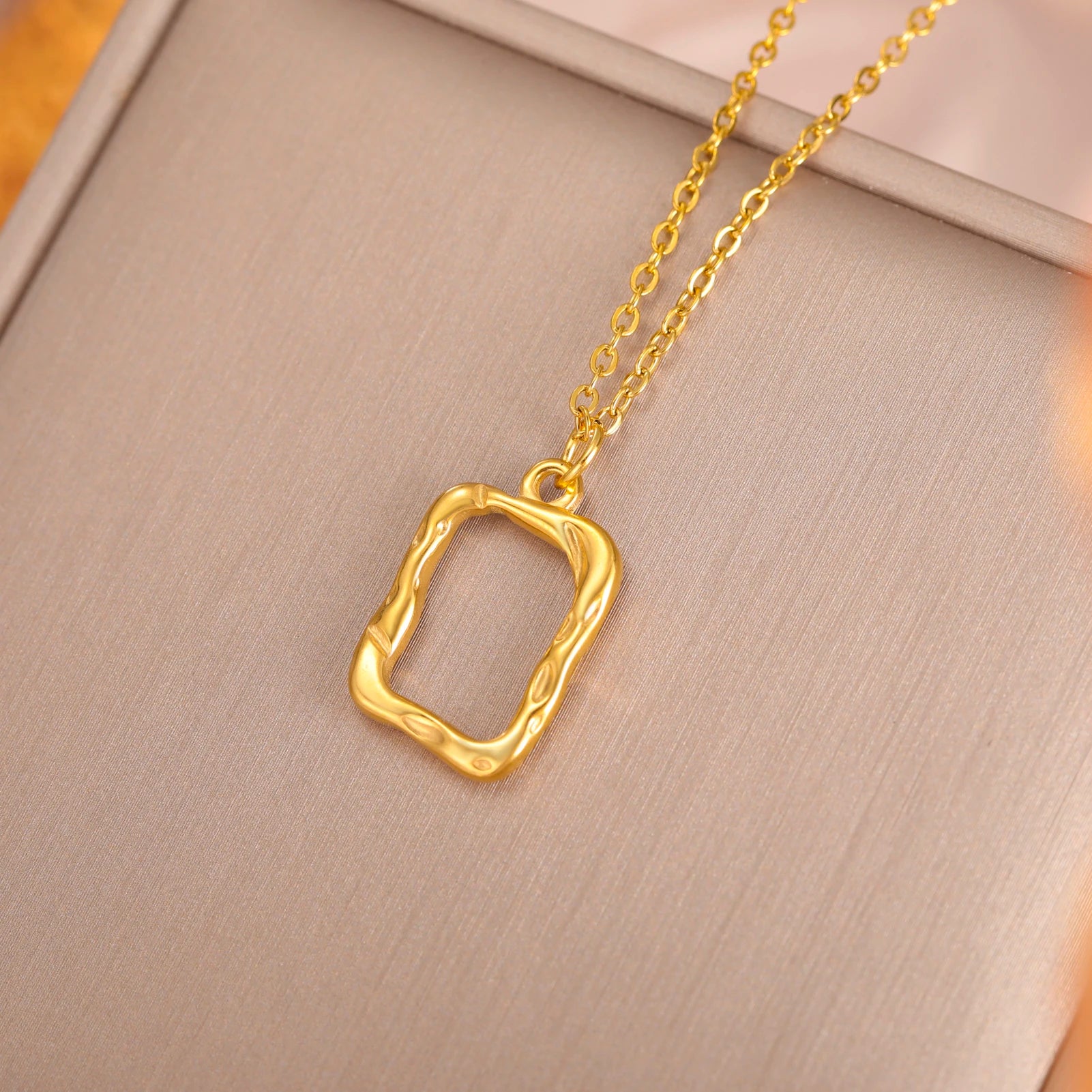 Geometric Rectangle Pendant Necklace