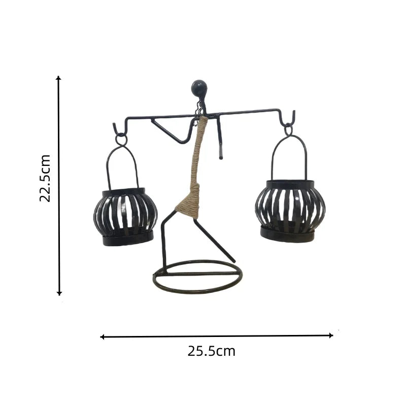 Abstract Metal Candlestick Sculpture