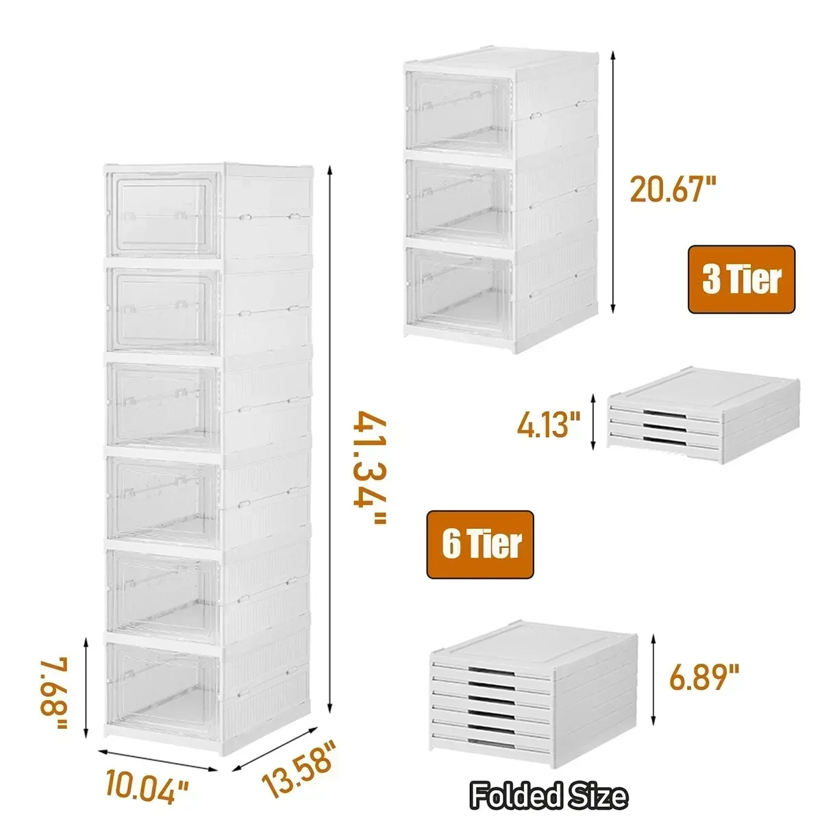 Stackable Transparent Shoe Storage Box Organizer
