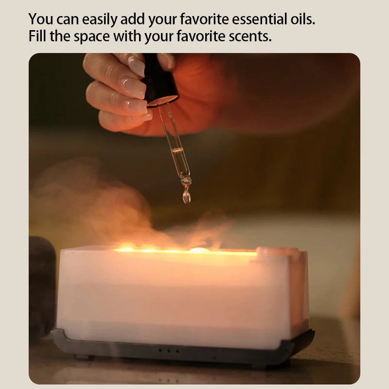 Simulation Flame Aromatherapy Humidifier with LED Light