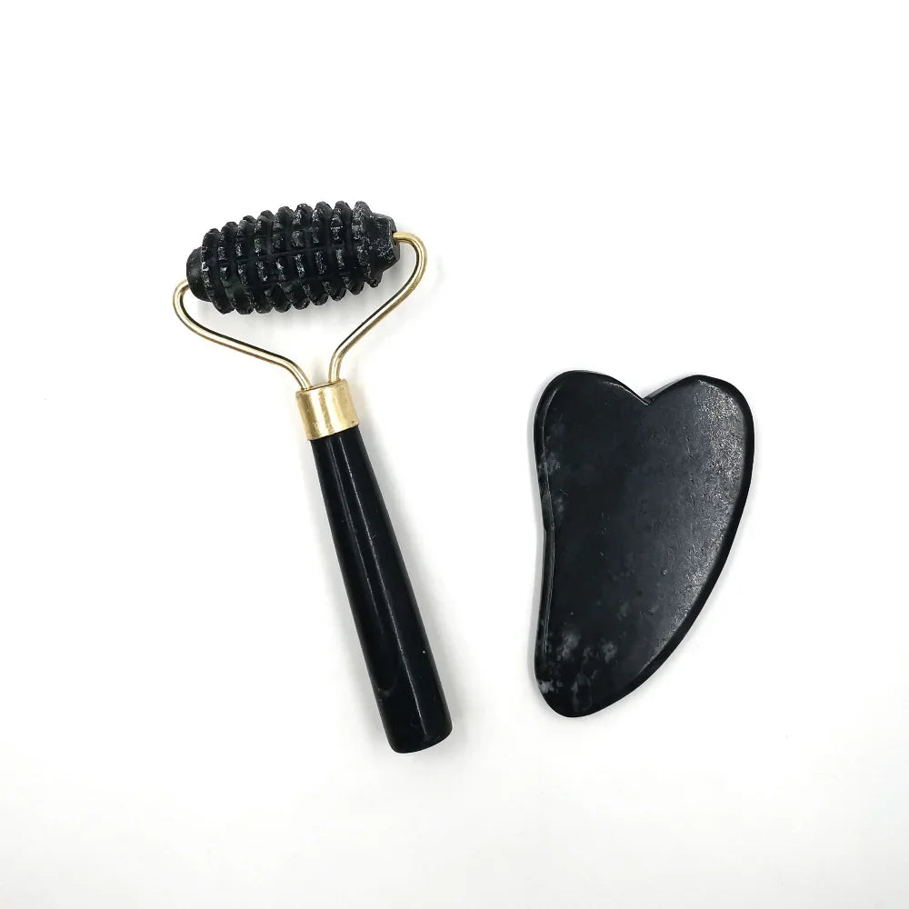 Obsidian Jade Roller & Gouache Scraper for Face
