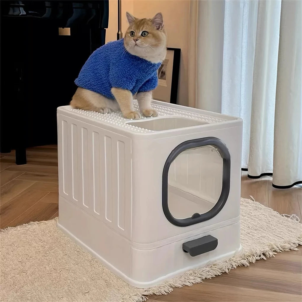 Leak-Proof Enclosed Cat Litter Box with Drawer