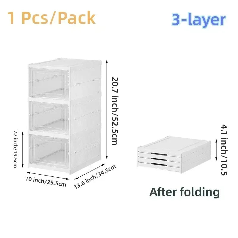 Stackable Transparent Shoe Storage Box Organizer