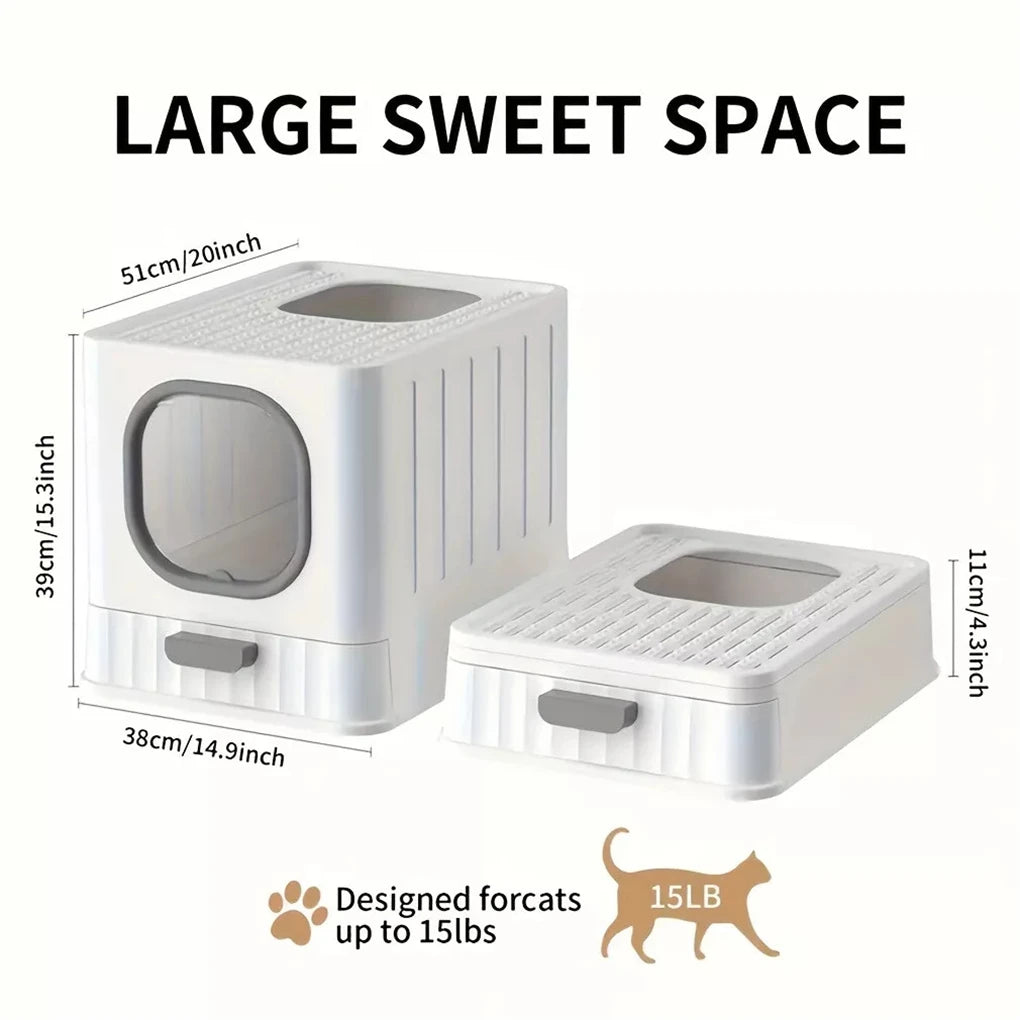 Leak-Proof Enclosed Cat Litter Box with Drawer