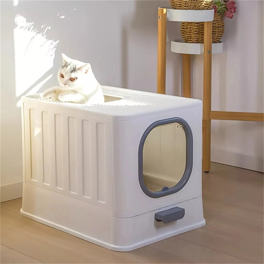 Leak-Proof Enclosed Cat Litter Box with Drawer