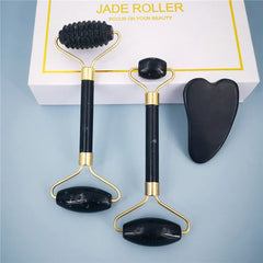 Obsidian Jade Roller & Gouache Scraper for Face