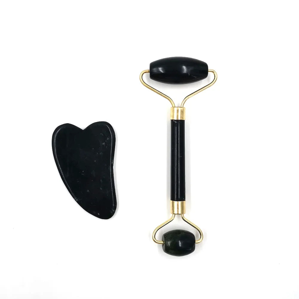 Obsidian Jade Roller & Gouache Scraper for Face
