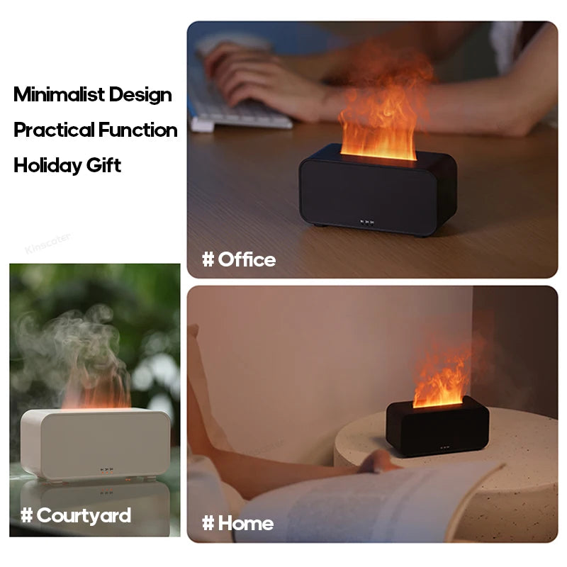 Simulation Flame Aromatherapy Humidifier with LED Light