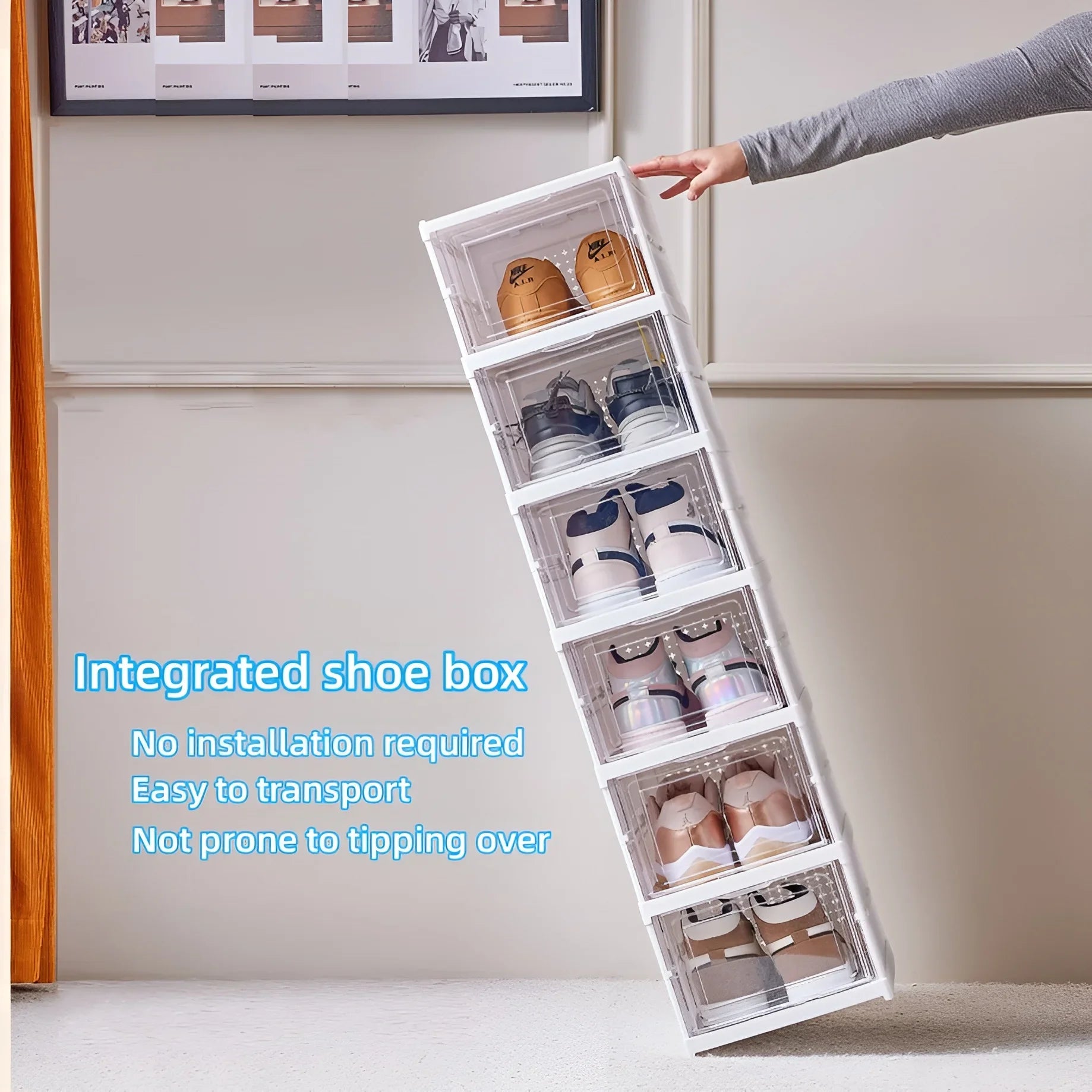 Stackable Transparent Shoe Storage Box Organizer