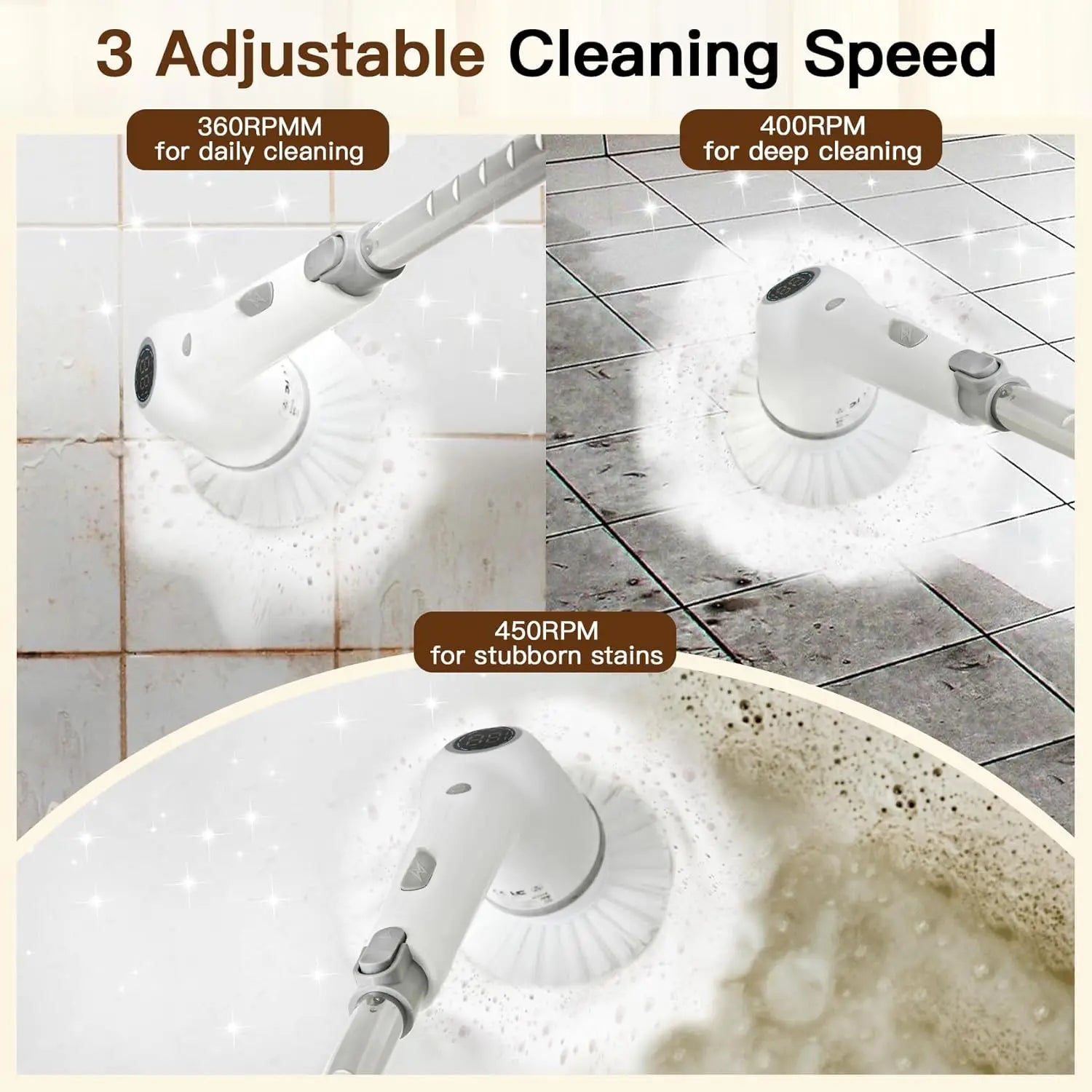 Cordless Electric Spin Scrubber with 9 Brush Heads